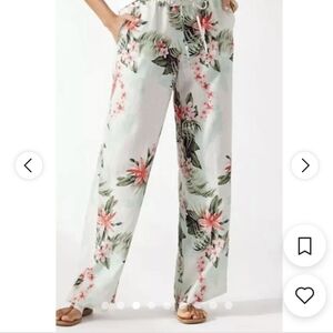Tommy Bahama Floral Wide Leg Pants - Green and Pink